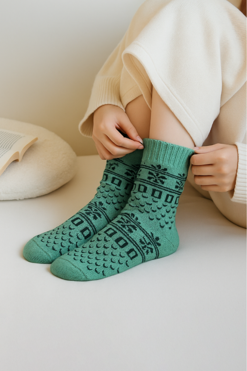 Kadın Havlu 2 Çift Kışlık Yün Çorap (BAMBU + YÜN) Sonbahar Serisi