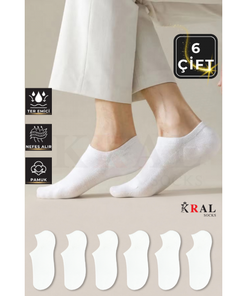 Kadın - Erkek - Unisex Düz Desen (6 ÇİFT) Pamuklu Beden Mevsimlik Terletmez Görünmez Çorap