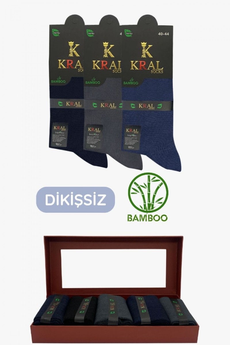 Premium Busines (3 ÇİFT KUTULU) Klasik Uzun Boy Mevsimlik Dikişsiz Erkek Bambu Soket Çorap