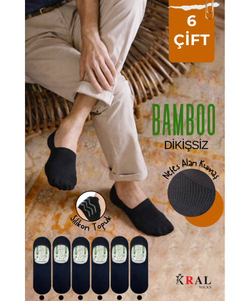 Erkek - Bayan Bambu Babet Çorap Dikişsiz Parfümlü Silikonlu Babet Çorap