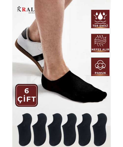 Kadın - Erkek - Unisex Düz Desen (6 ÇİFT) Pamuklu Beden Mevsimlik Terletmez Görünmez Çorap