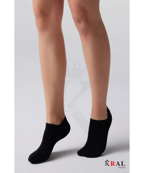 Kadın - Erkek - Unisex Düz Desen (3 ÇİFT) Pamuklu Terletmez Yazlık Görünmez Çorap Seti SİYAH