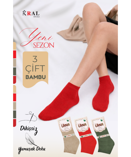 Dikişsiz Patik Kadın Bambu Çorap 3 Çift Dikişsiz Patik Kadın Bambu Çorap 3 Çift