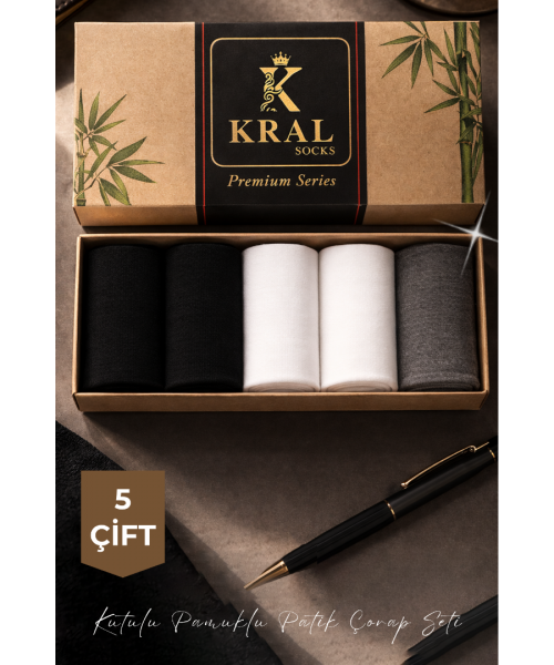 Erkek Çorap Pamuklu Extra Konforlu ve Yumuşak File Vedili Çorap Seti 5 Çift Kutulu