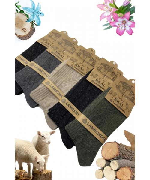 Erkek Kışlık (5 ÇİFT) Lambswool Yün Çorap Termal Etkili