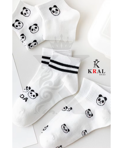 Kadın Erkek Sevimli Panda (5 ÇİFT) Kolej Model Pamuklu Terletmez Çorap Seti Kadın Erkek Sevimli Panda (5 ÇİFT) Kolej Model Pamuklu Terletmez Çorap Seti