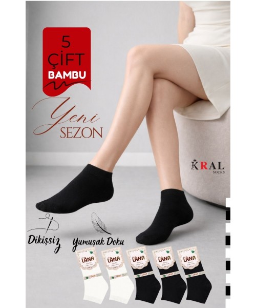 Dikişsiz Patik Kadın Bambu Çorap 5 Çift Dikişsiz Patik Kadın Bambu Çorap 5 Çift