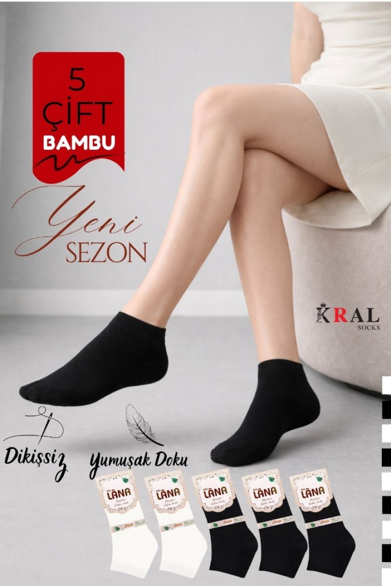 Dikişsiz Patik Kadın Bambu Çorap 5 Çift Dikişsiz Patik Kadın Bambu Çorap 5 Çift