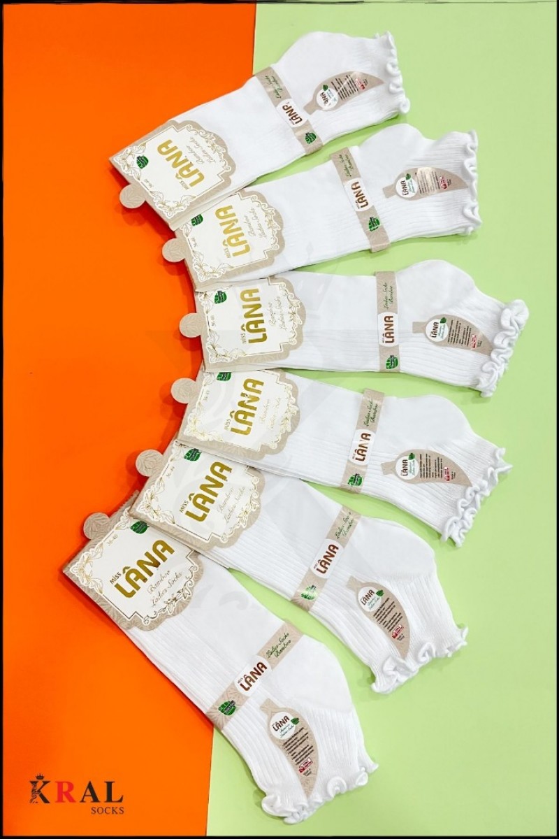 Fırfırlı Patik Kadın Bambu Çorap 6 Çift