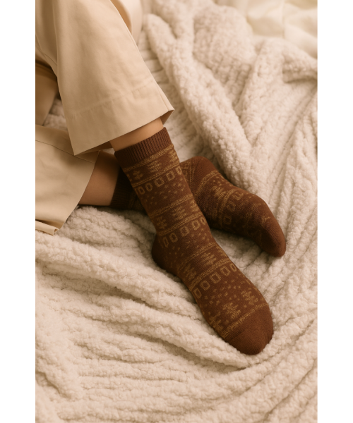 Kadın Havlu 2 Çift Kışlık Yün Çorap (BAMBU + YÜN) Sonbahar Serisi