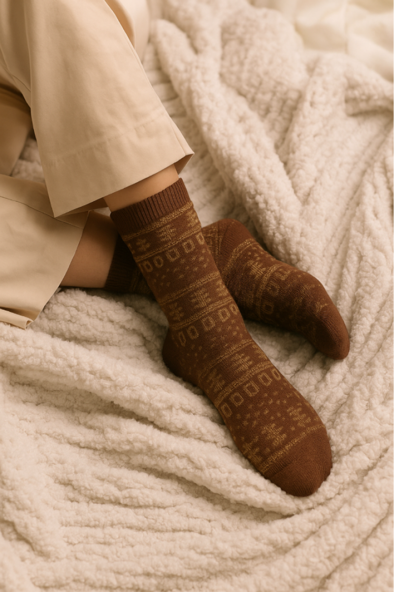 Kadın Havlu 2 Çift Kışlık Yün Çorap (BAMBU + YÜN) Sonbahar Serisi
