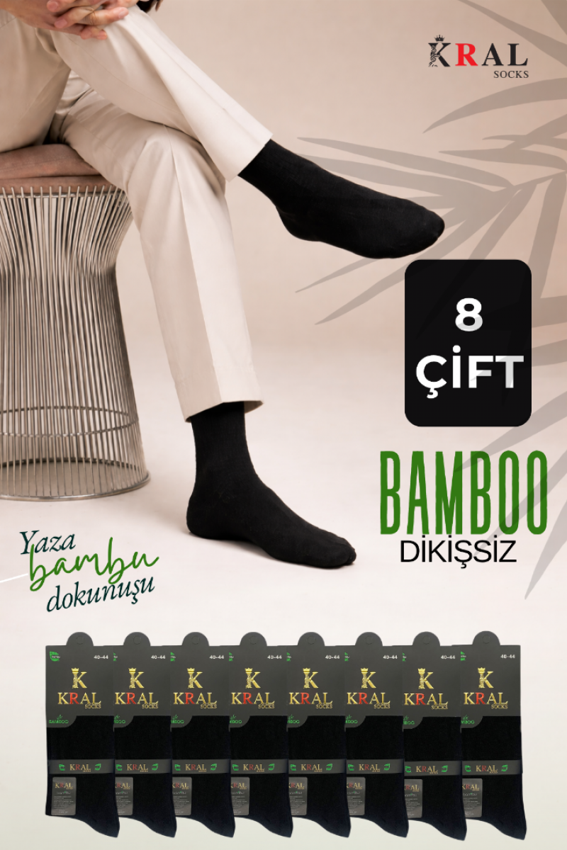 8 Çift Erkek Bambu Yazlık Uzun Çorap Premium Set