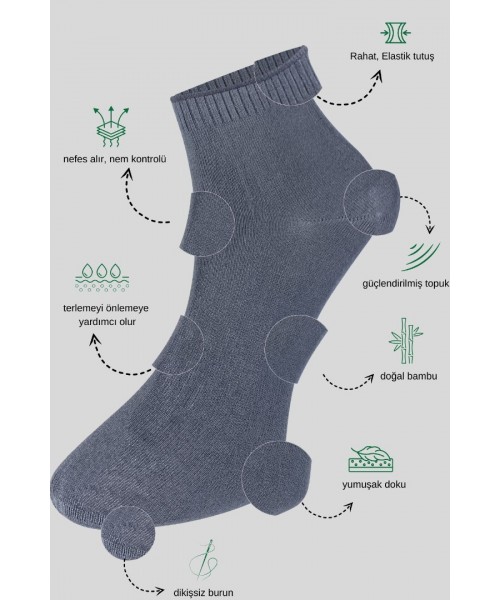 Erkek Bambu Patik Düz Desen Dikişsiz Çorap 3 Çift Erkek Bambu Patik Düz Desen Dikişsiz Çorap 3 Çift