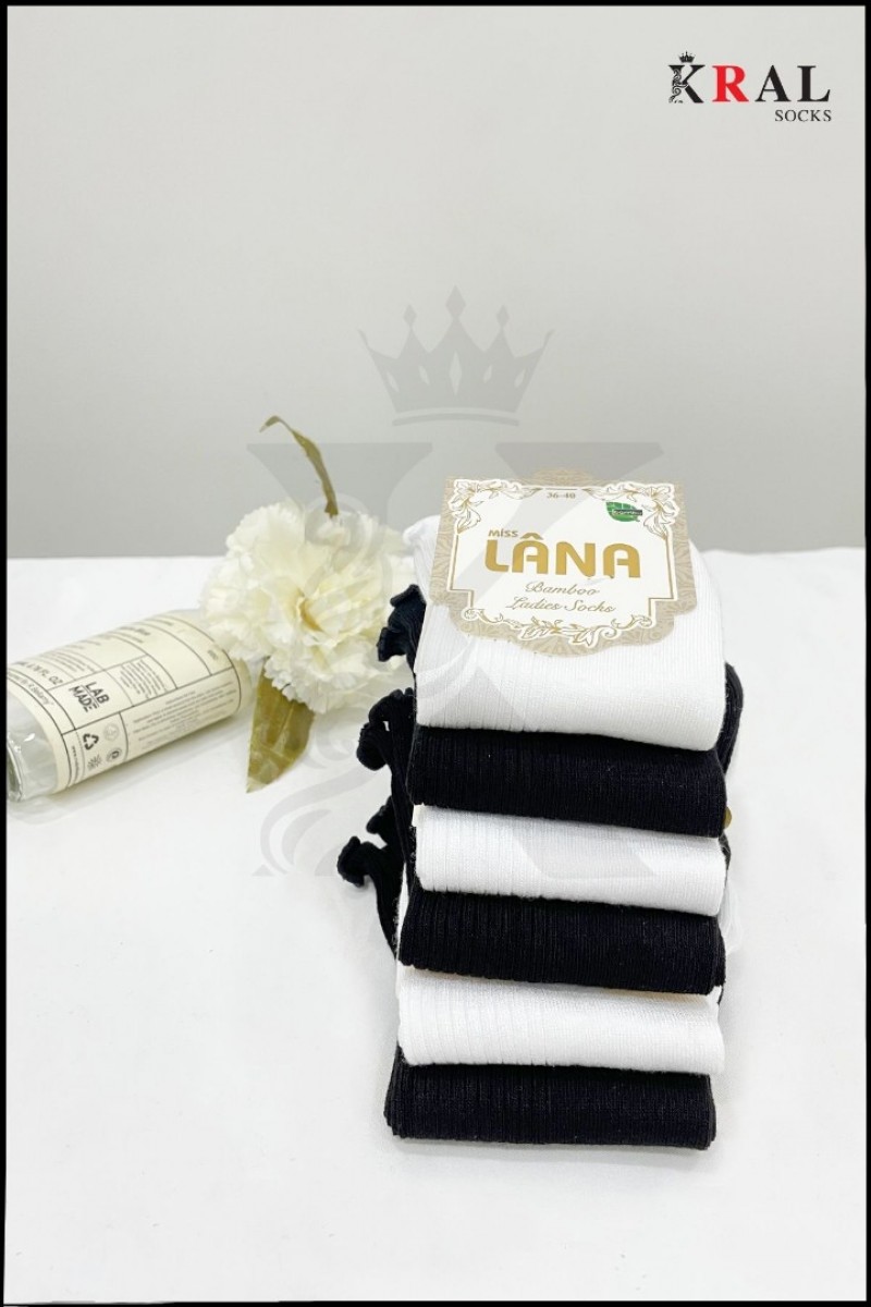 Fırfırlı Patik Kadın Bambu Çorap 6 Çift